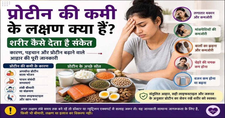 प्रोटीन की कमी के लक्षण और प्रोटीन युक्त खाद्य पदार्थ